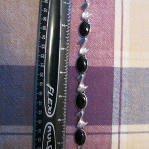 Sterling Silver Onyx Toggle Bracelet
